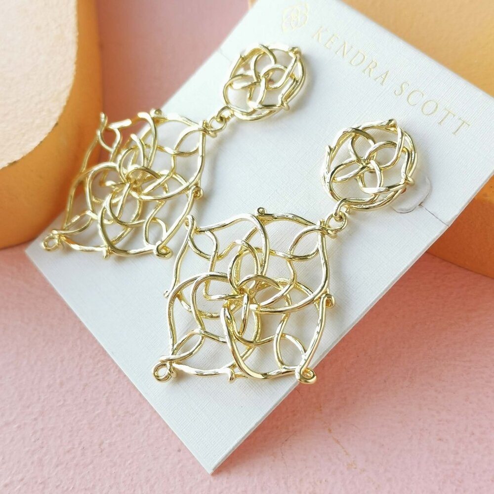 Kendra Scott - Kelly Gold Statement Earrings - NEW - Picture 3 of 3